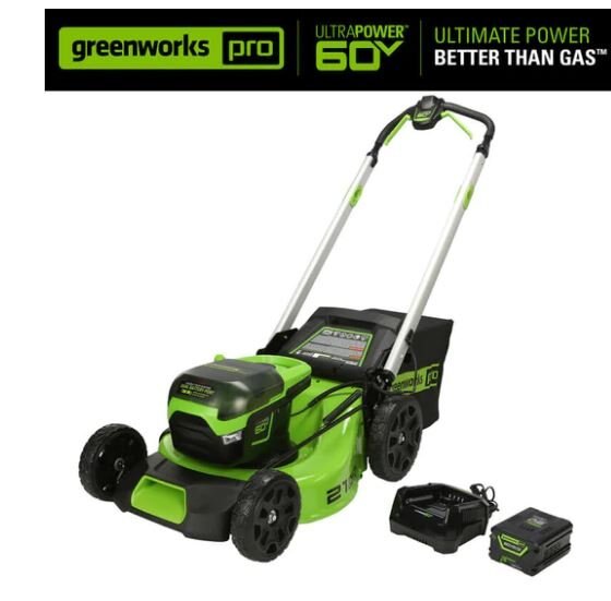 Greenworks 60V 21 Brushless Self Propelled Lawn Mower, 5.0Ah Battery and Charger Included