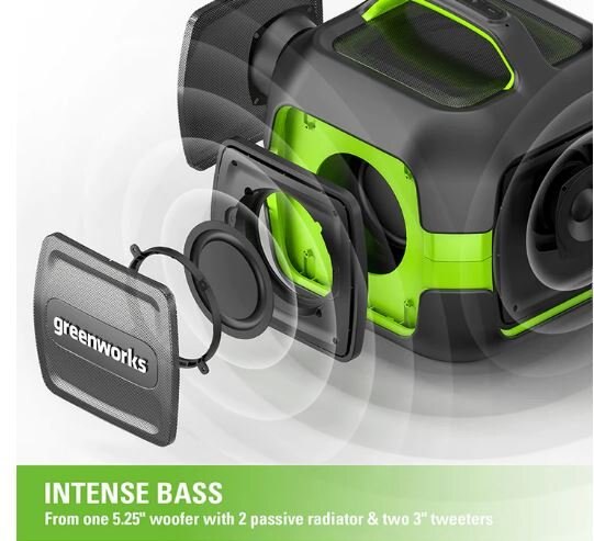 Greenworks 24V Bluetooth Speaker, 2.0Ah Battery and Charger Included