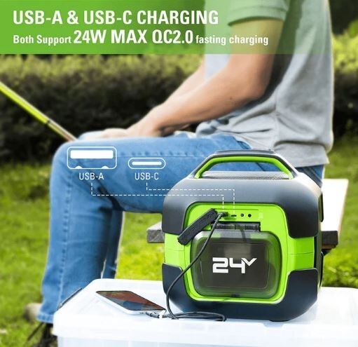 Greenworks 24V Bluetooth Speaker, 2.0Ah Battery and Charger Included