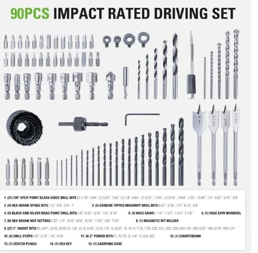 Greenworks 90 PCS Impact Rated Driving Set