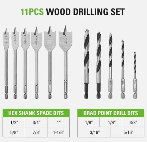 Greenworks 11 PC Wood Drilling Set