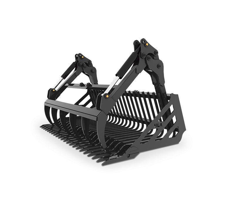 HLA Regular Duty Stone Fork with Retainer Style Tine & Skidsteer Grapple