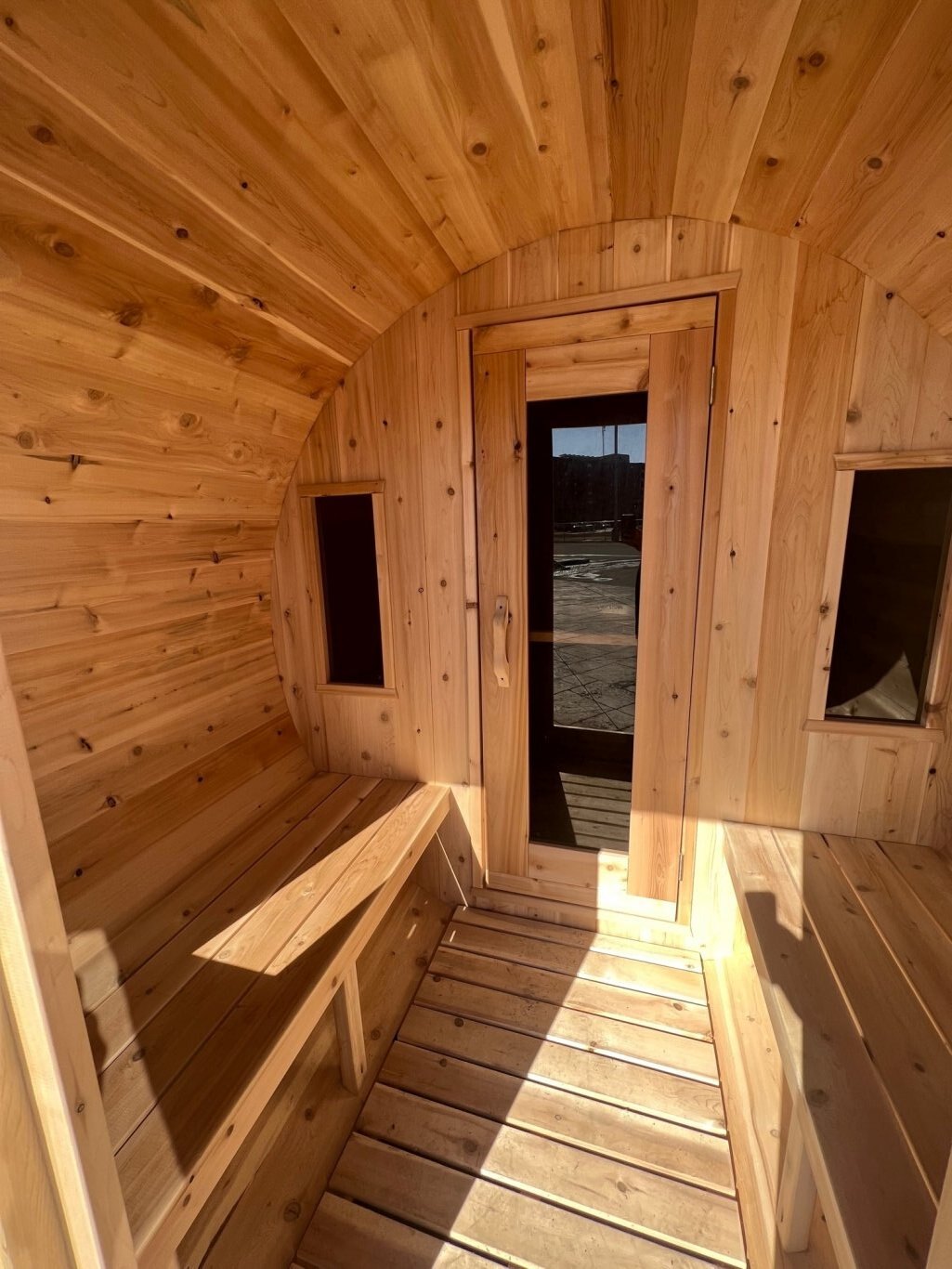 Barrel Cedar Sauna 7X8 W/ 4 Change Room