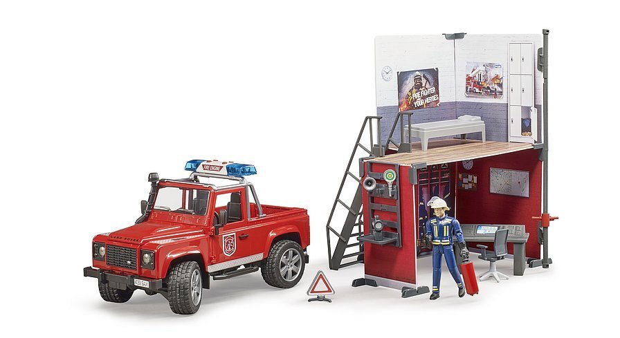 bworld fire station with Land Rover Defender