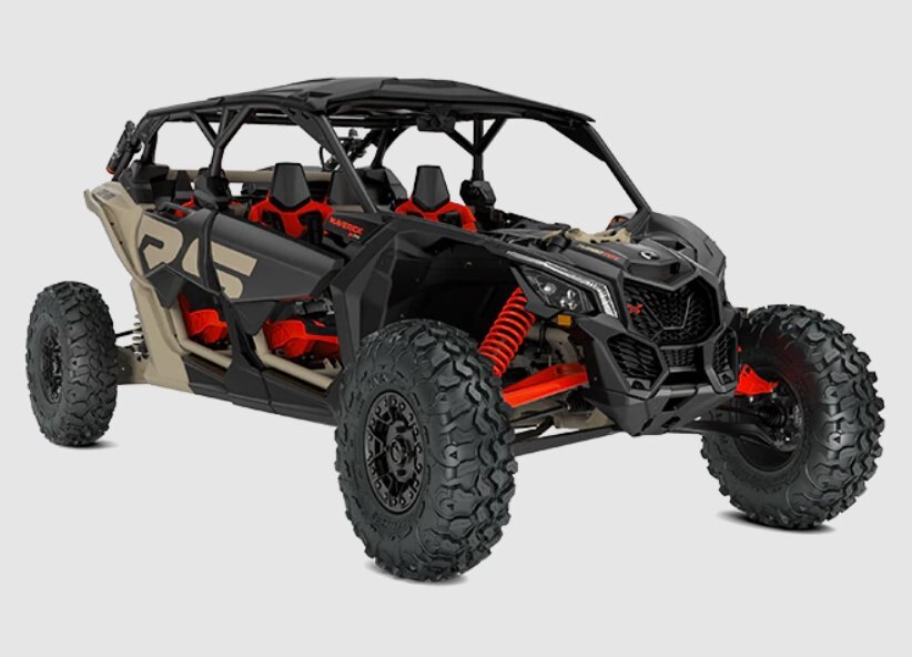 2023 Can Am MAVERICK X3 MAX X RS TURBO RR WITH SMART SHOX 72 desert tan carbon black magma red