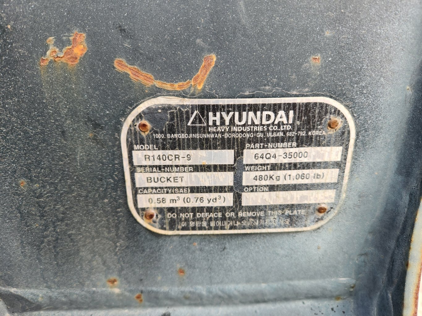 Hyundai 36 inch bucket