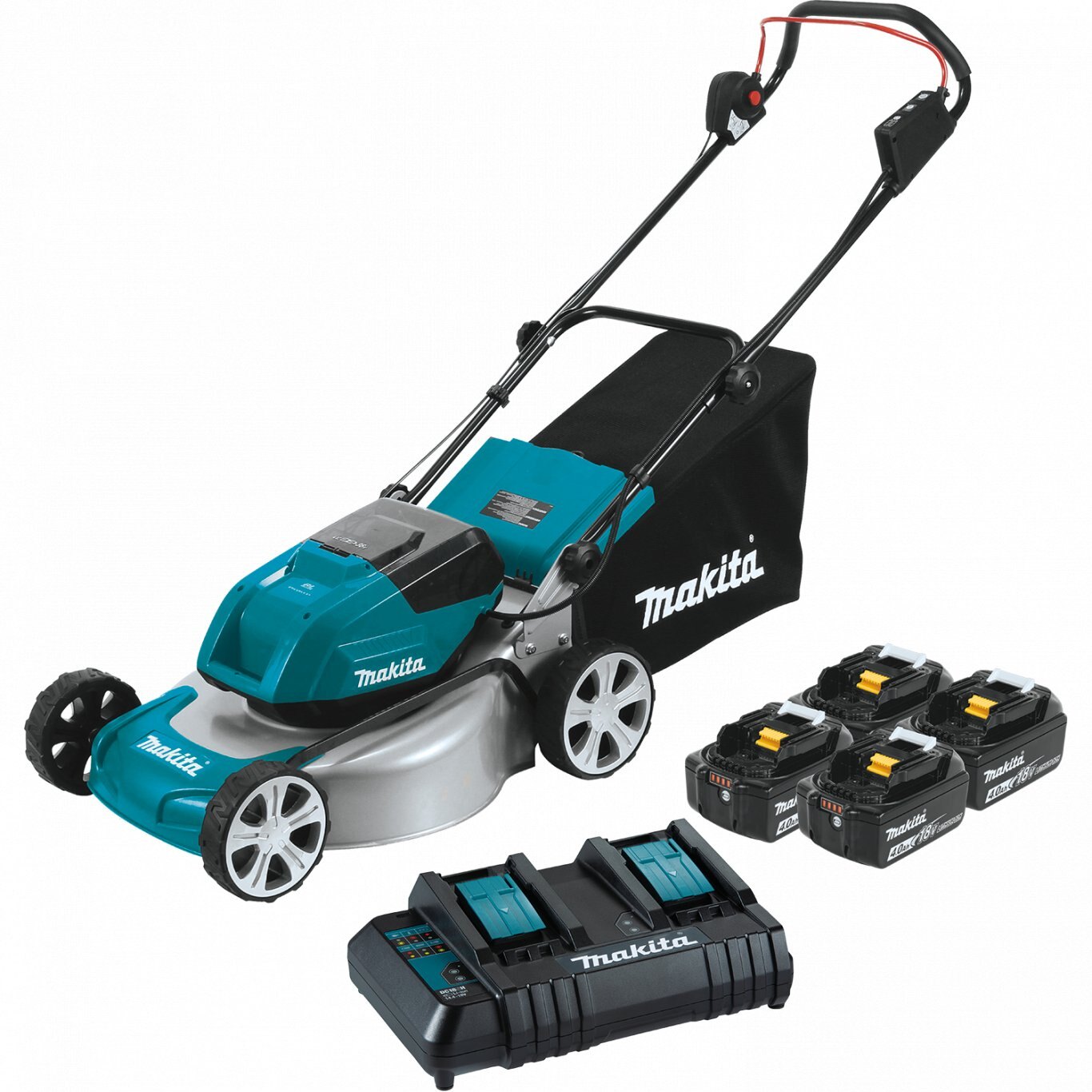 Makita 36V (18V X2) LXT® Brushless 18 Lawn Mower Kit with 4 Batteries (4.0Ah)