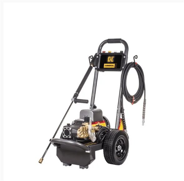 BE Power 1,100 PSI - 1.6 GPM Electric Pressure Washer with Baldor Motor and Triplex Axial Pump