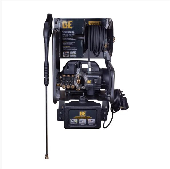 BE Power 1,500 PSI - 1.6 GPM Electric Pressure Washer with Powerease Motor and Triplex Pump