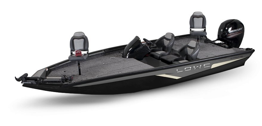 Lowe Boats Stinger 198 Metallic Silver Exterior w/ Silver Poly and Splatter Black