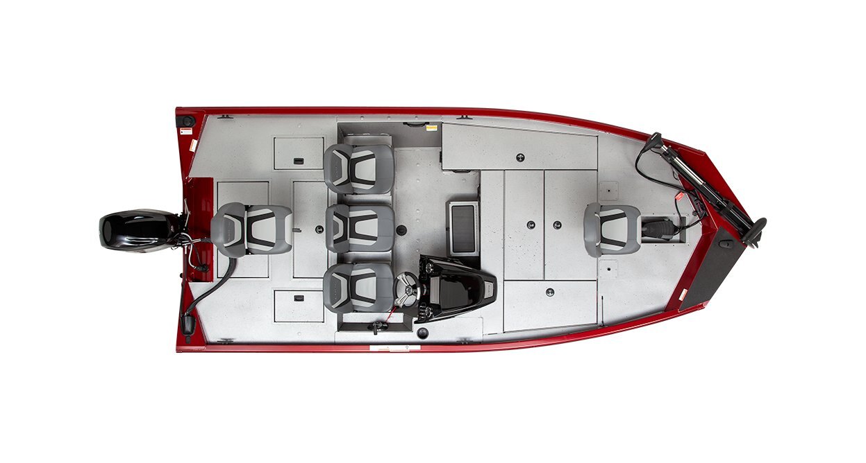 Lowe Boats STINGER 175C Metallic Red Exterior Gray Poly Roughliner Splatter Black Interior Coating