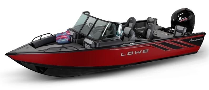Lowe Boats FISH & SKI 1900 2 Tone Black Base & Candy Apple Red Accent