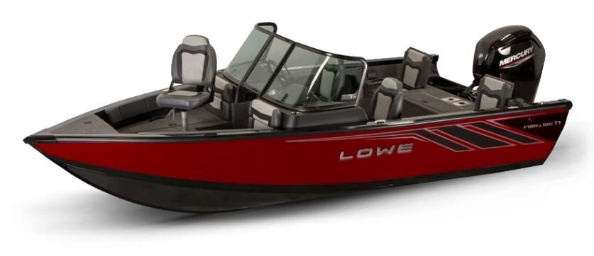 Lowe Boats FISH & SKI 1700 2 Tone Black Base & Candy Apple Red Accent