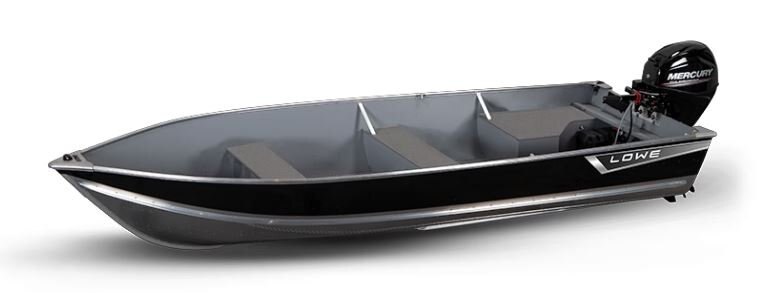 Lowe Boats WV 1670 Black Hull Sides Gray Interior with Vinyl Floor Cover