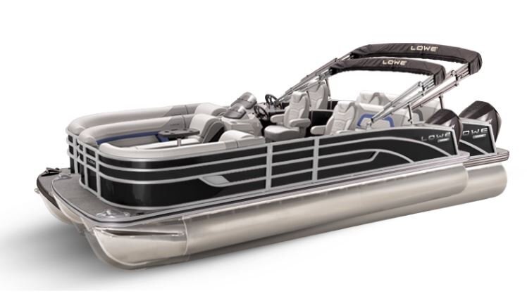 Lowe Boats SS 210DL Black Metallic Exterior Grey Upholstery with Blue Accents