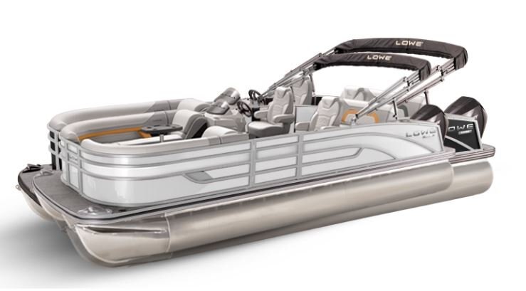 Lowe Boats SS 210DL White Metallic Exterior Grey Upholstery with Orange Accents
