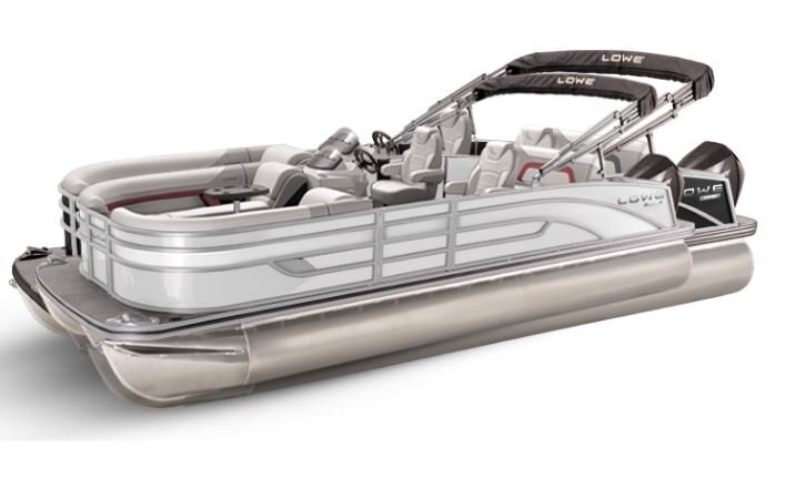 Lowe Boats SS 210DL White Metallic Exterior Grey Upholstery with Red Accents