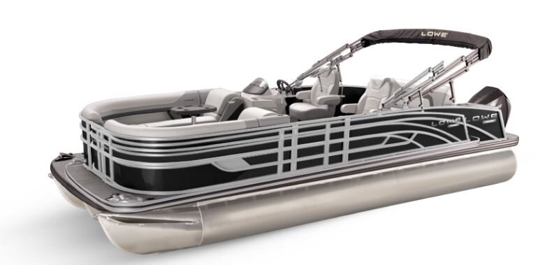 Lowe Boats SS 250 Black Metallic Exterior Grey Upholstery with Blue Accents