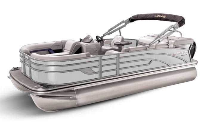 Lowe Boats SS 250 White Metallic Exterior Grey Upholstery with Blue Accents