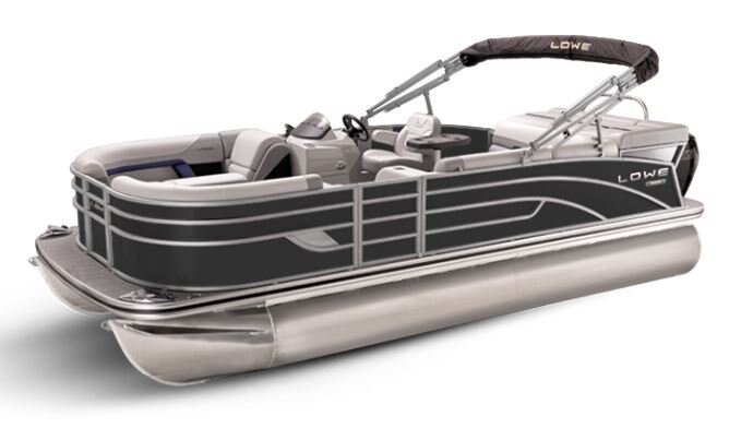 Lowe Boats SS 230 Black Metallic Exterior Grey Upholstery with Blue Accents