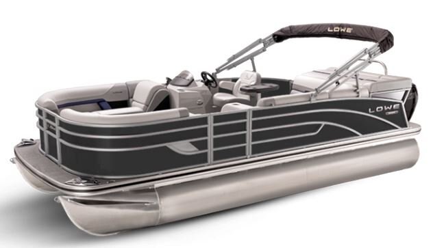 Lowe Boats SS 210 Black Metallic Exterior Grey Upholstery with Blue Accents