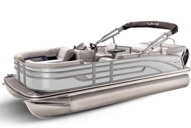 Lowe Boats SS 210 White Metallic Exterior Grey Upholstery with Blue Accents