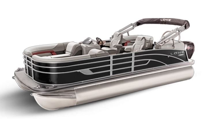 Lowe Boats SS 250 WT Black Metallic Exterior Grey Upholstery with Red Accentsc