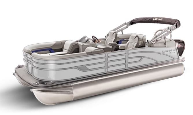 Lowe Boats SS 210 WT White Metallic Exterior Grey Upholstery with Blue Accents