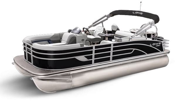 Lowe Boats SF232 Black Metallic Exterior Grey Upholstery with Blue Accents