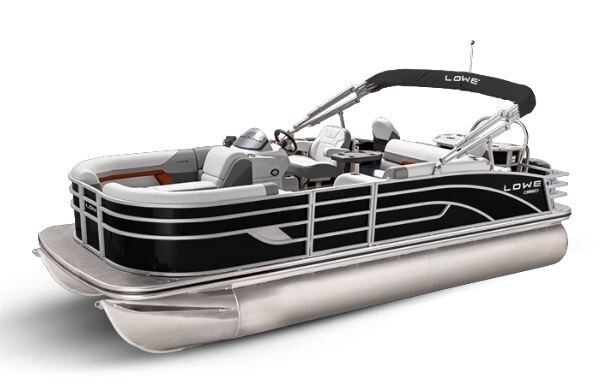 Lowe Boats SF232 Black Metallic Exterior Grey Upholstery with Red Accents