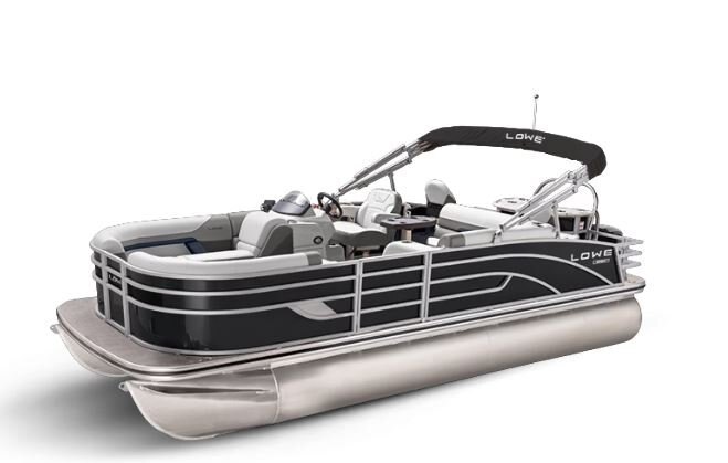 Lowe Boats SF232 Charcoal Metallic Exterior Grey Upholstery with Blue Accents