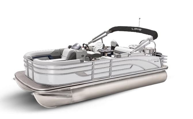 Lowe Boats SF232 White Metallic Exterior Grey Upholstery with Blue Accents