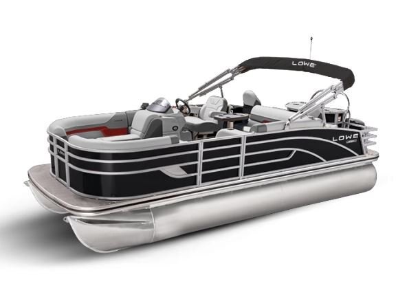 Lowe Boats SF 212 Black Metallic Exterior Grey Upholstery with Red Accents
