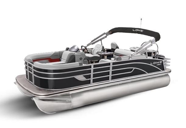 Lowe Boats SF 212 Charcoal Metallic Exterior Grey Upholstery with Red Accents