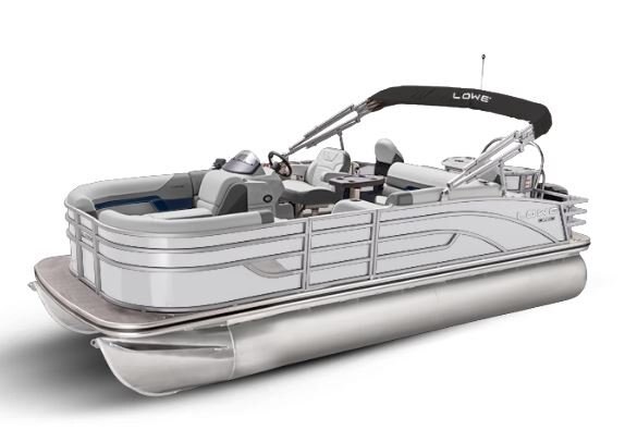 Lowe Boats SF 212 White Metallic Exterior Grey Upholstery with Blue Accents