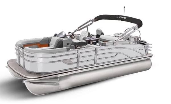 Lowe Boats SF 212 White Metallic Exterior Grey Upholstery with Orange Accents