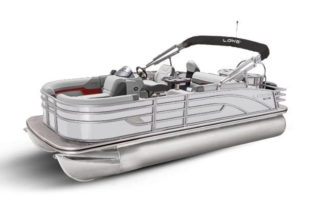 Lowe Boats SF 212 White Metallic Exterior Grey Upholstery with Red Accents