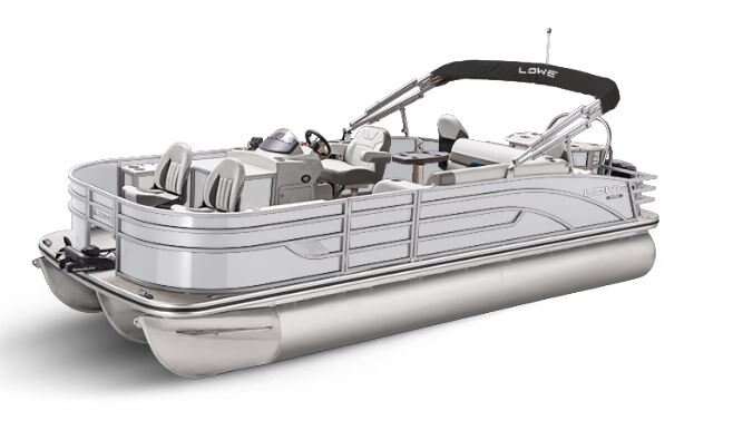Lowe Boats SF 234 White Metallic Exterior Grey Upholstery with Blue Accents