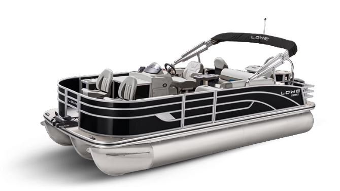 Lowe Boats SF 214 Black Metallic Exterior Grey Upholstery with Blue Accents