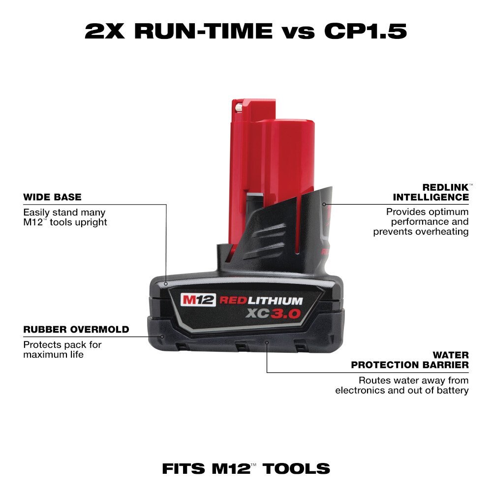 M12™ REDLITHIUM™ XC 3.0Ah Battery (2 Piece)