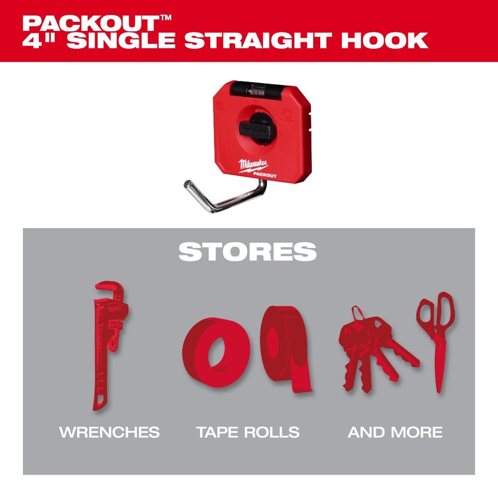 PACKOUT™ 4" Single Straight Hook