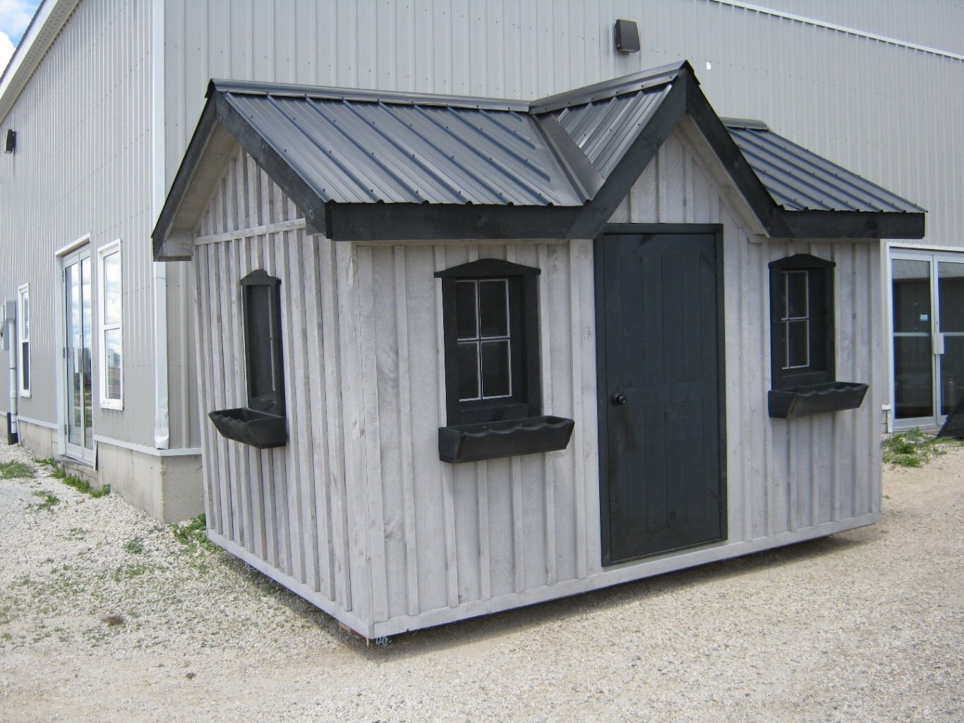 8x12 Outdoor Shed, Stained w/ Dormer