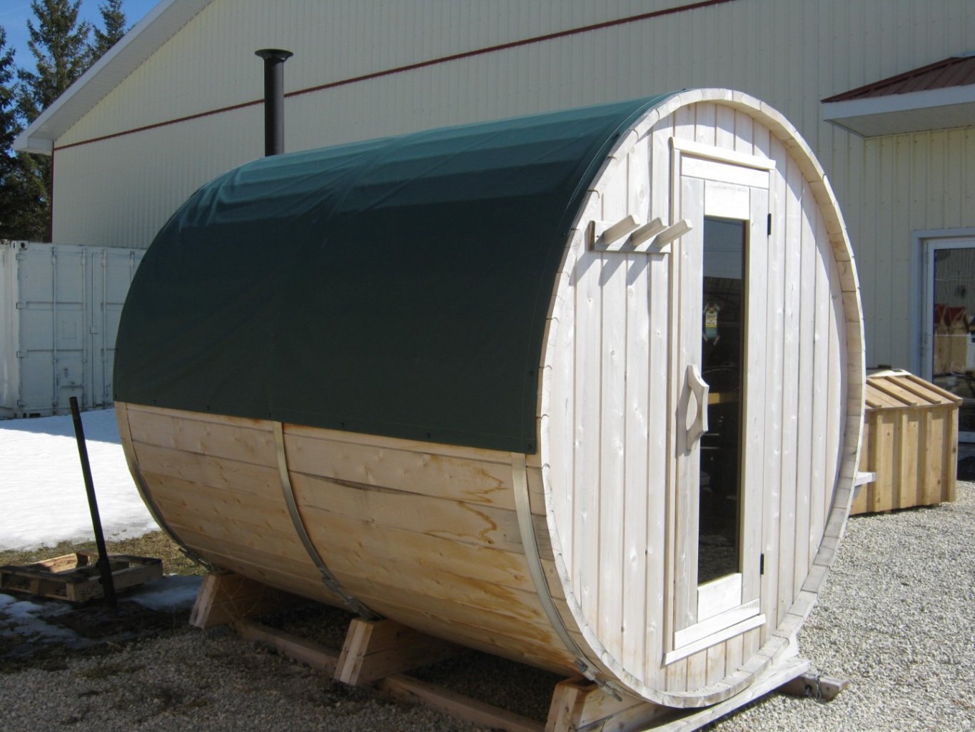 7x8 Barrel Sauna with Tarp