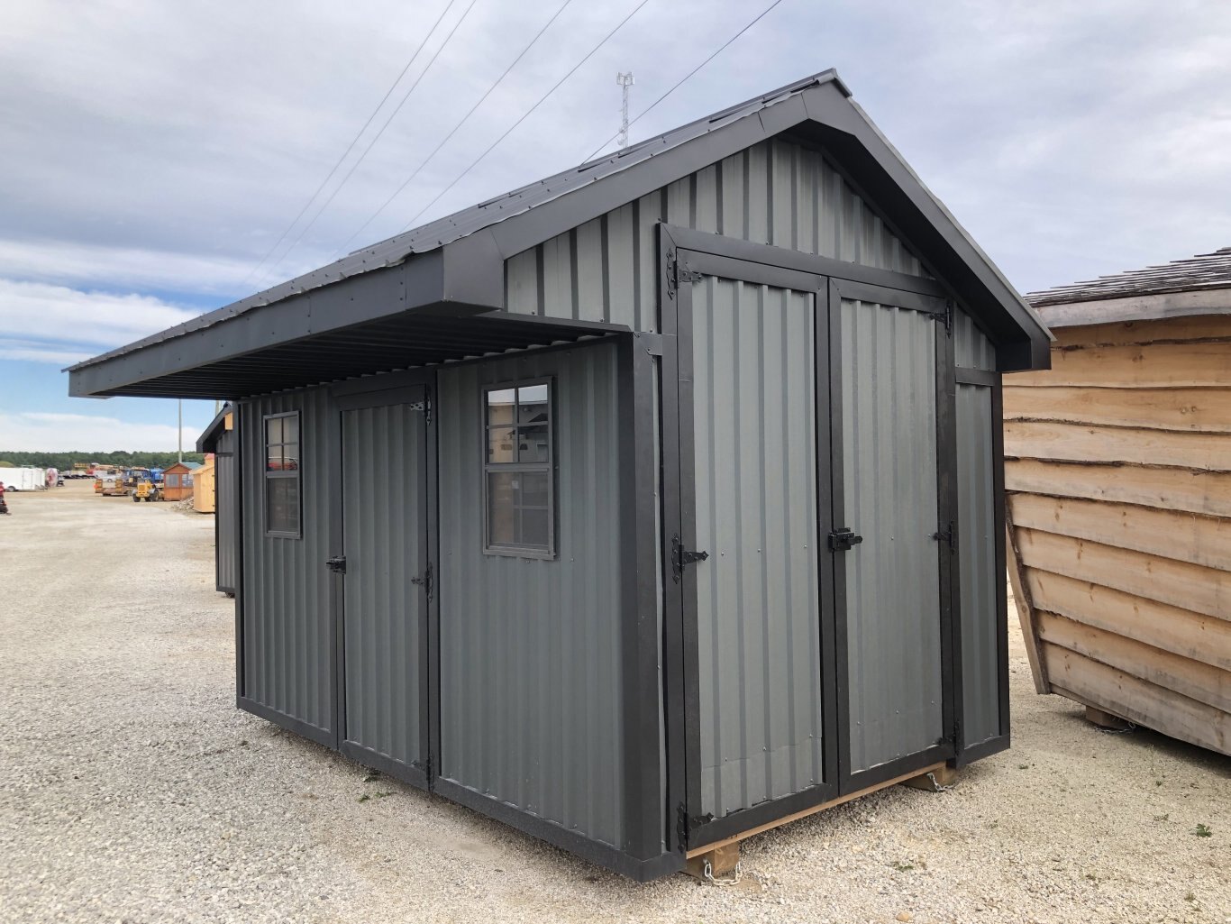8x12 Metal Shed with 3 Foot Overhang