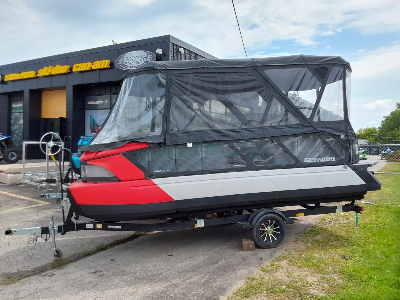 2023 SEA DOO SWITCH CRUISE 21' 230 HP PONTOON WITH DOUBLE BIMINI AND FULL CAMPER ENCLOSURE