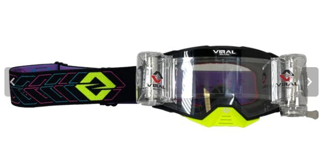 VIRAL GOGGLES WORKS 22 SERIES *BLACK NEON* by Viral Goggles CLEAR/ROLL OFF