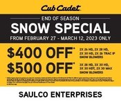 Cub Cadet Snow Blower Sale