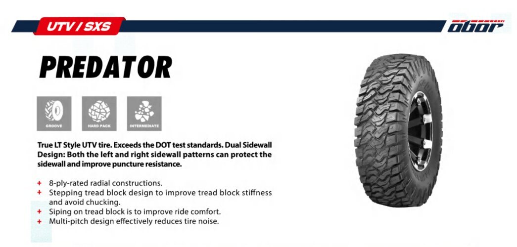Set of 4 (FOUR) 30x14" Obor Predator Tires