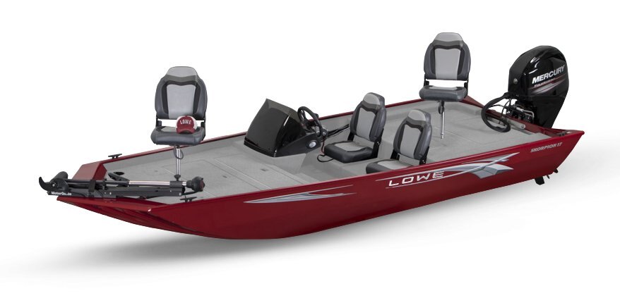 Lowe Boats Skorpion 17 Candy Apple Red Exterior - Light Gray Poly Roughliner Interior Coating