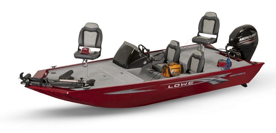 Lowe Boats Skorpion 16 Candy Apple Red Exterior - Light Gray Poly Roughliner Interior Coating